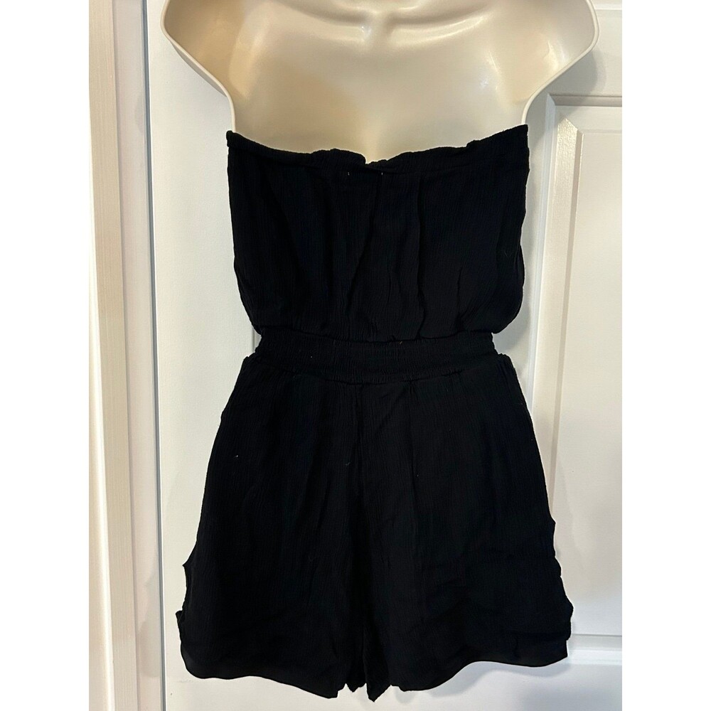 Black Strapless Embroidered Romper - S - Picture 3 of 4